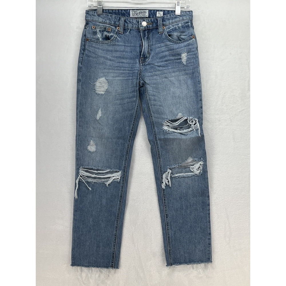 Lucky Brand Sienna Slim Boyfriend Jeans Womens 00/24 Distressed Raw Hem